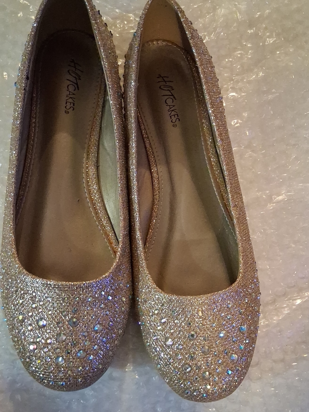 Hot Cakes Rose Gold Glitter Embellished Ballet Flats